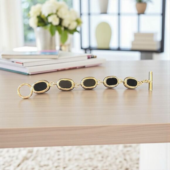 CHANEL Gold and Black Oval Link Bracelet - Picture 3 of 7